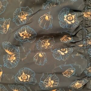 Floral Print Skirt with Blue and Gold Accents